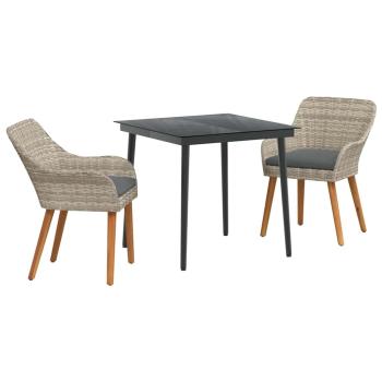 Essgruppe 3 pcs Hellgrau und Schwarz 80 cm x 80 cm