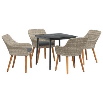 Essgruppe 5 pcs Hellgrau und Schwarz 80 cm x 80 cm