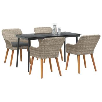 Essgruppe 5 pcs Hellgrau und Schwarz Groß