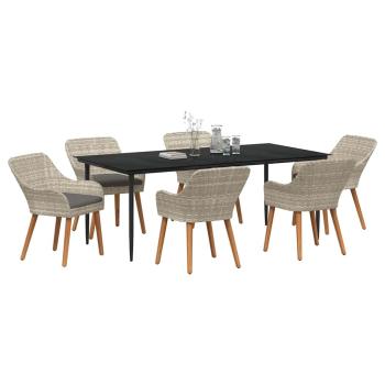 Essgruppe 7 pcs Hellgrau und Schwarz Groß