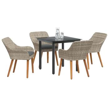 Essgruppe 5 pcs Hellgrau und Schwarz Mittel