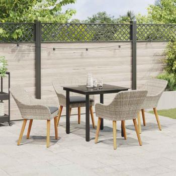 Essgruppe 5 pcs Hellgrau und Schwarz Mittel