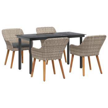 Essgruppe 5 pcs Hellgrau und Schwarz 140 x 70 x 74 cm