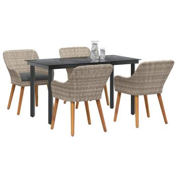 Essgruppe 5 pcs Hellgrau und Schwarz 140 x 70 x 74 cm