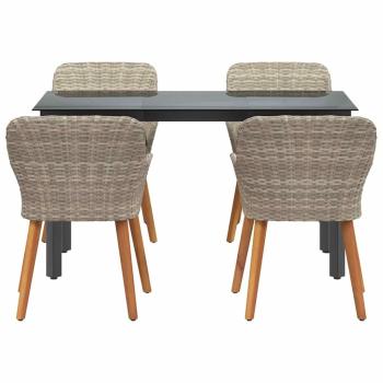 Essgruppe 5 pcs Hellgrau und Schwarz 140 x 70 x 74 cm