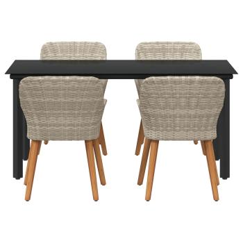 Garten Essgruppe 5 stk. Hellgrau Poly-Rattan