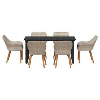 ARDEBO.de - Essgruppe 7 pcs Hellgrau und Schwarz 160 x 80 x 74 cm