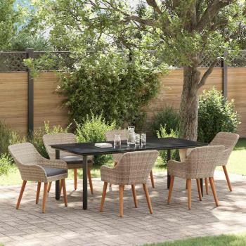 ARDEBO.de - Essgruppe 7 pcs Hellgrau und Schwarz 200x100x74 cm