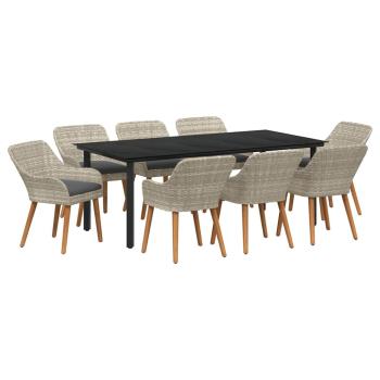 Essgruppe 9 pcs Hellgrau und Schwarz 200x100x74 cm