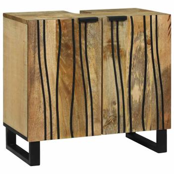 Badezimmermöbel Set 3 pcs Braun Hoch Massives Raues Mango Holz