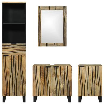 Badezimmermöbel Set 4 pcs Braun Groß Massives, grobes Mangoholz