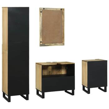 Badezimmermöbel Set 4 pcs Braun Groß Massives, grobes Mangoholz