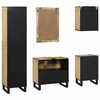 Badezimmermöbel Set 5 pcs Braun Mittel Massives raues Mangoholz