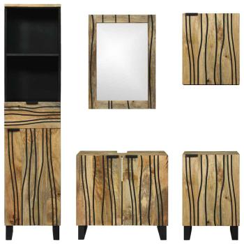 Badezimmermöbel Set 5 pcs Braun Mittel Massives raues Mangoholz