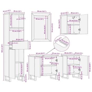 Badezimmermöbel Set 5 pcs Braun Mittel Massives raues Mangoholz