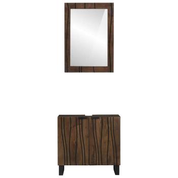 Badezimmermöbel Set mit Regal mit Speicher mit Tür mit Spiegel 2 pcs Walnuss Braun Standard