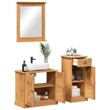 Badezimmermöbel Set mit Schubladen mit Regal Wandmontiert mit Speicher mit Spiegel 3 pcs Braun 37 x 34 x 80 cm