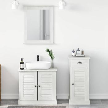 ARDEBO.de - Badezimmermöbel Set mit Schubladen mit Regal Wandmontiert mit Speicher mit Tür mit Spiegel 3 pcs Braun 37 x 34 x 80 cm