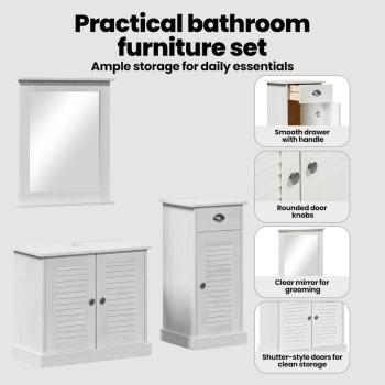 Badezimmermöbel Set mit Schubladen mit Regal Wandmontiert mit Speicher mit Tür mit Spiegel 3 pcs Braun 37 x 34 x 80 cm