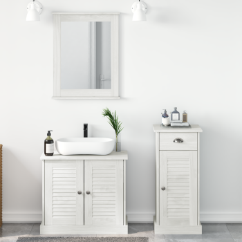 Badezimmermöbel Set mit Schubladen mit Regal Wandmontiert mit Speicher mit Tür mit Spiegel 3 pcs Braun 37 x 34 x 80 cm