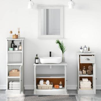 Badezimmermöbel Set 3 pcs Antik Weiß 37 x 34 x 110 cm