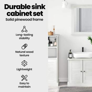 Badezimmermöbel Set 5 pcs Antik Weiß 37 x 34 x 110 cm