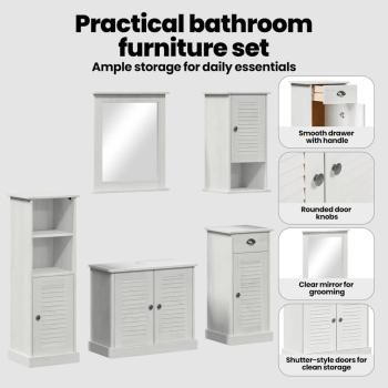 Badezimmermöbel Set 5 pcs Antik Weiß 37 x 34 x 110 cm