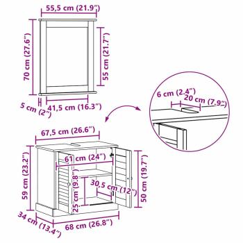 Badezimmermöbel Set 5 pcs Antik Weiß 37 x 34 x 110 cm