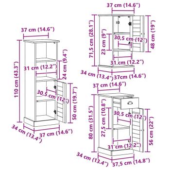 Badezimmermöbel Set 5 pcs Antik Weiß 37 x 34 x 110 cm
