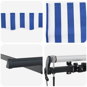 Einziehbare Markise Blau und Weiß und Anthrazit 3,5 x 2 m