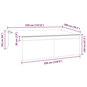 Einziehbare Markise Gestreift Blau und Weiß Weiß 350 x 200 cm