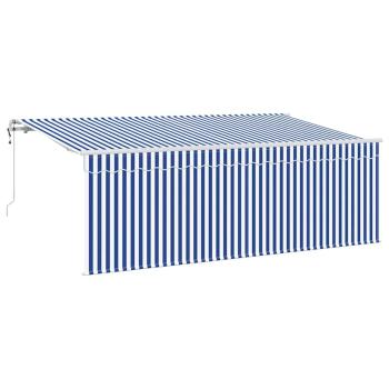 Einziehbare Markise Gestreift Blau und Weiß Weiß 350 x 200 cm
