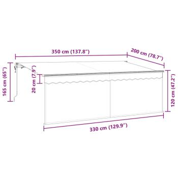 Einziehbare Markise Gestreift Blau und Weiß Weiß 350 x 200 cm