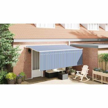 Einziehbare Markise Gestreift Blau und Weiß Weiß 350 x 200 cm