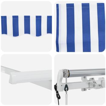 Einziehbare Markise Gestreift Blau und Weiß Weiß 350 x 200 cm
