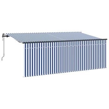 Ausziehbare Markise Blau und Weiß 350 x 200 cm