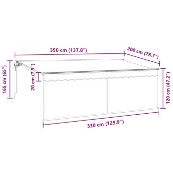 Markise mit Blende Creme 350 x 200 x 120 cm Stoff, Metall