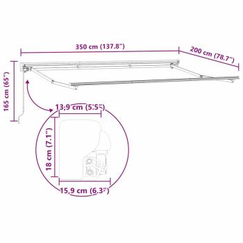 Einziehbare Markise Anthrazit und Weiß 350x200 cm