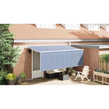 Einziehbare Markise Blau und Weiß 400 x 200 cm Gewebe