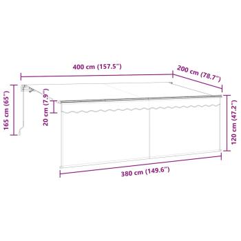 Einziehbare Markise Cremefarben Anthrazit Braun 400 x 200 cm