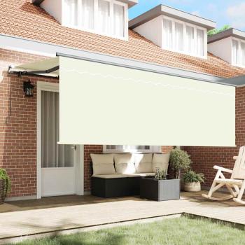 Einziehbare Markise Cremefarben Anthrazit Braun 400 x 200 cm