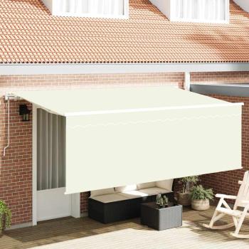 ARDEBO.de - Einziehbare Markise Cremefarben Weiß Braun 400 x 200 cm