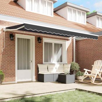 Einziehbare Markise Anthrazit 400x200 cm Stoff und Polyester