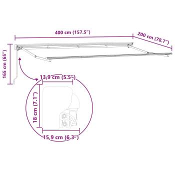 Einziehbare Markise Burgunderrot 400x200 cm Stoff und Polyester