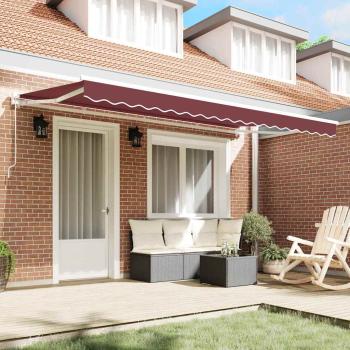 Einziehbare Markise Burgunderrot 400x200 cm Stoff und Polyester