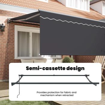 Einziehbare Markise Anthrazit 300 x 250 cm Gewebe
