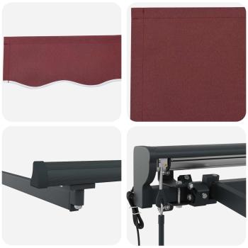 Einziehbare Markise Bordeauxrot 300x250 cm Polyester und Metall
