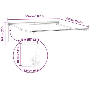 Einziehbare Markise Anthrazit und Weiß 300x250 cm