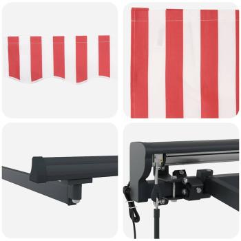 Einziehbare Markise Rot und weiße Streifen 300x250 cm Metall