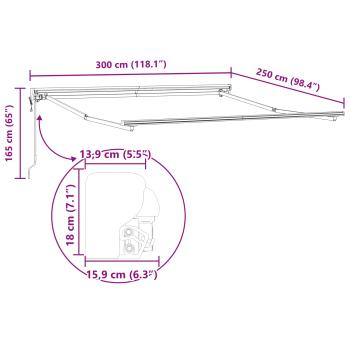 Einziehbare Markise Marineblau 300x250 cm Stoff und Metall